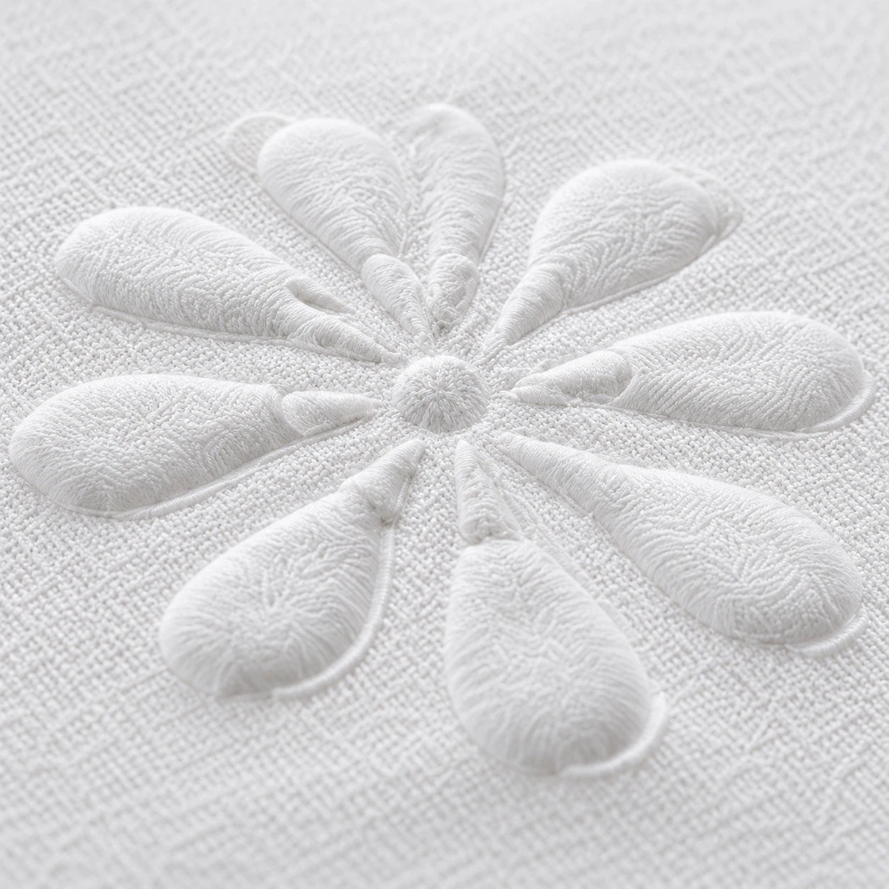 White floral embroidery sample detail