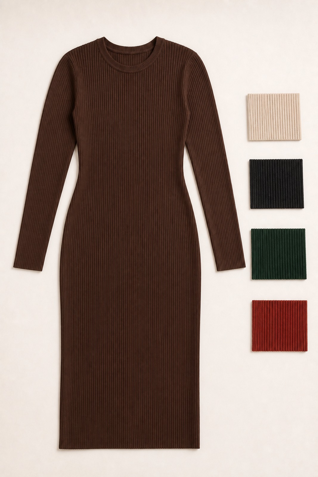 Custom Women's Ribbed Knit Midi Dress colors product image