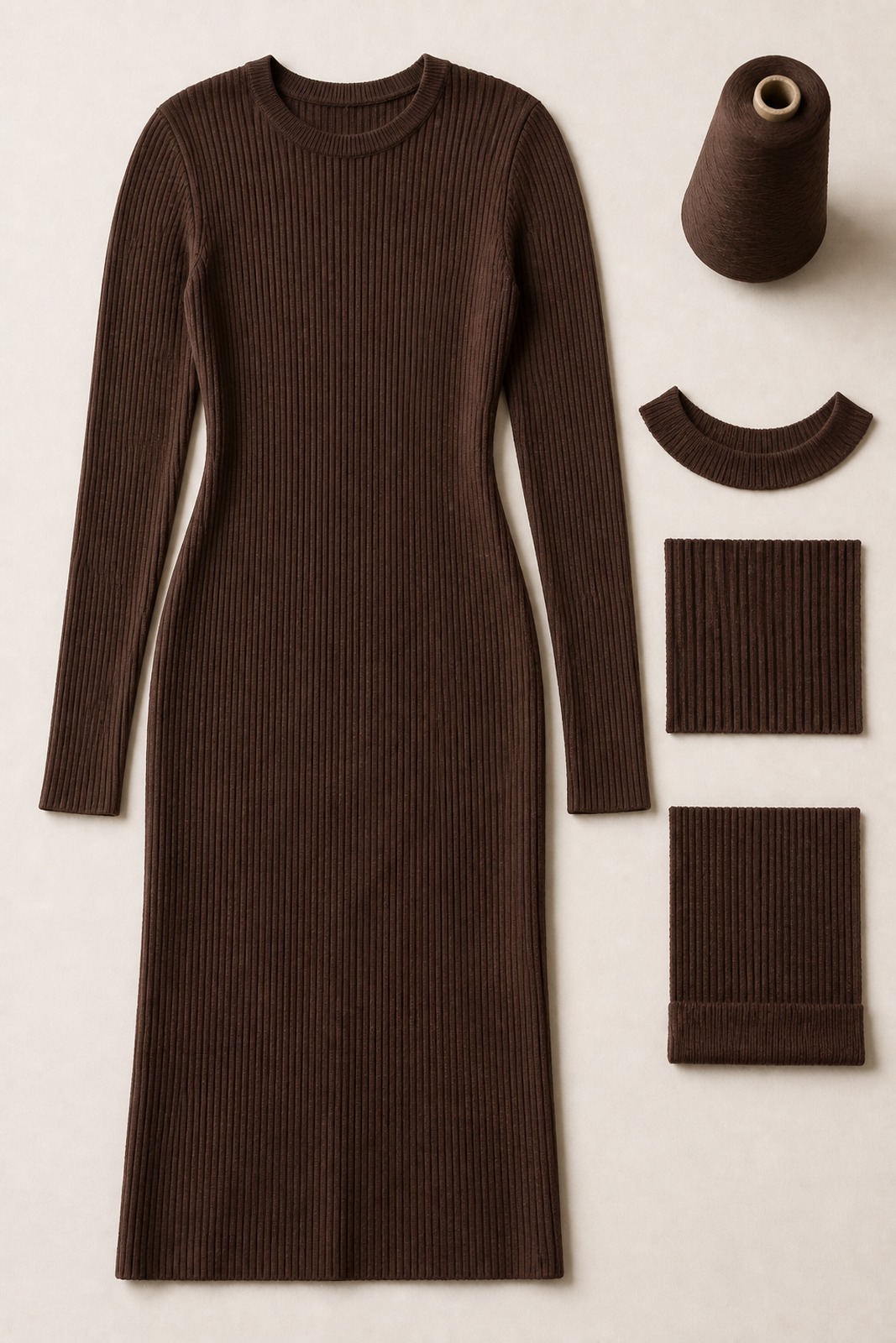 Custom Women's Ribbed Knit Midi Dress customization product image