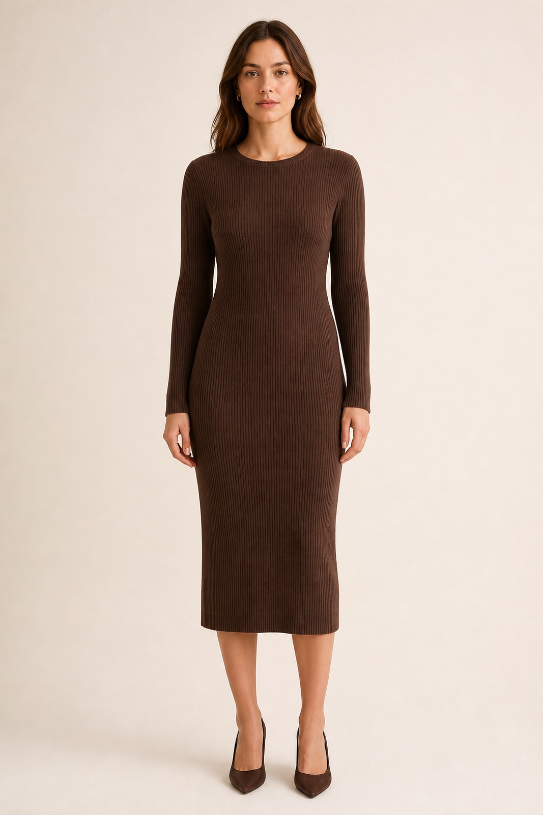 Custom Women's Ribbed Knit Midi Dress front product image